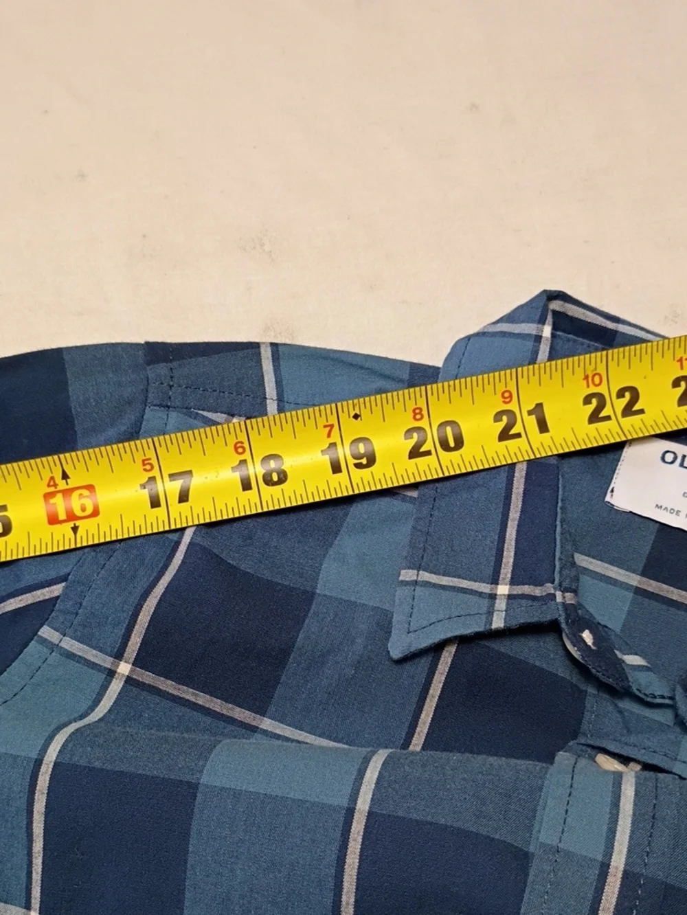 NWT Old Navy Blue Plaid Long Sleeve Button-Down Shirt Boys Size Small 6-7